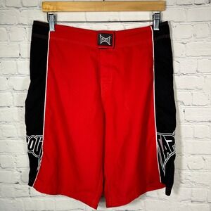 Tapout Mens MMA Board Shorts Red Black Logo Grappling Training Shorts Size 32